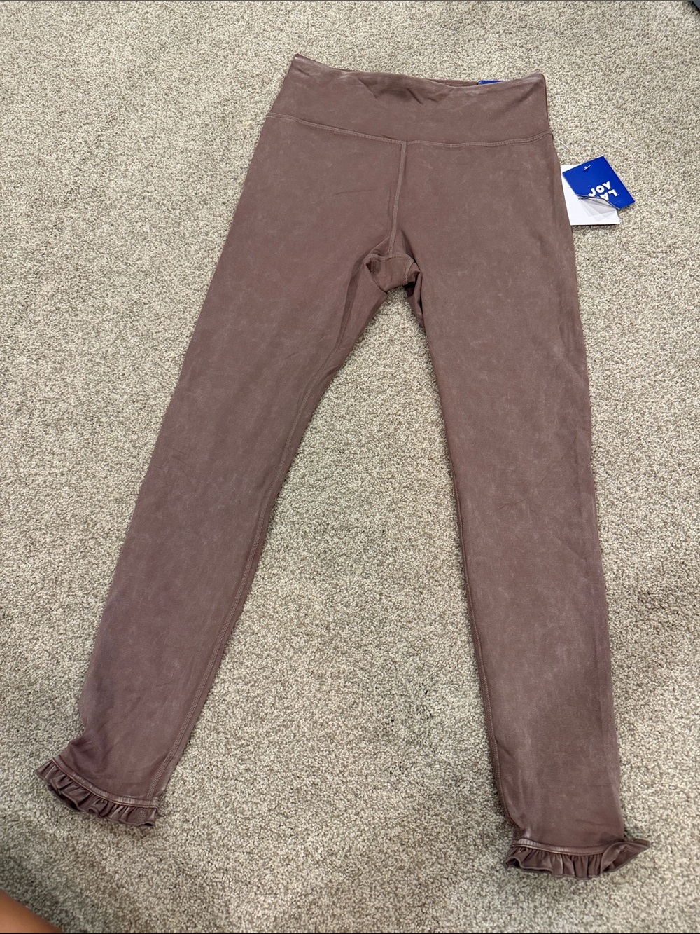 JoyLab brown high rise Leggings with Ruffle Hem buttery soft